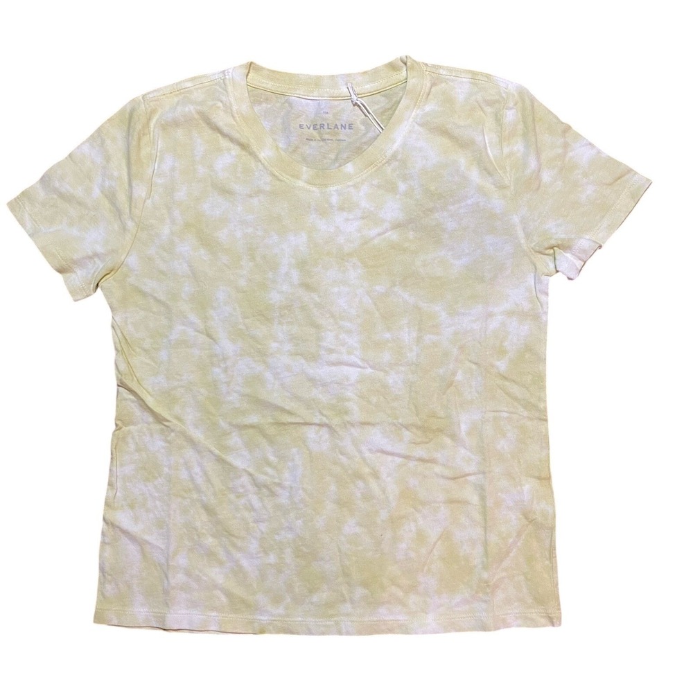 Everlane NWT Women's Short Sleeve Tee‎ Shirt Yellow White Tie Dye Size XXS